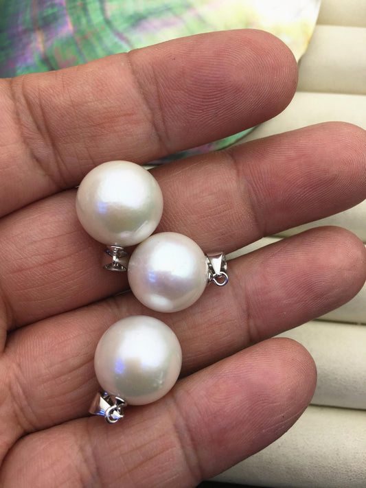 1pc AA+ 14-15mm big white round freshwater pearl pendant,- NC1-T9