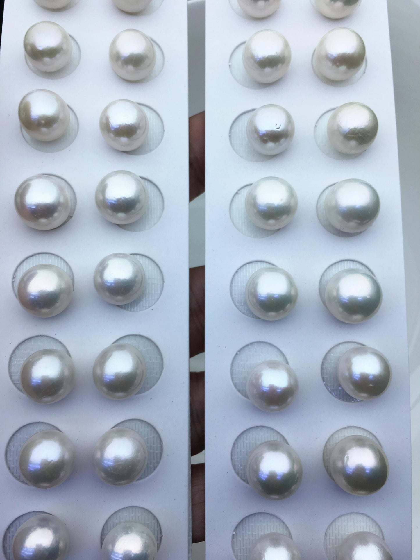 2 pairs AA+ 12-13mm White Round edison freshwater pearl,no hole, RP12-3A-2