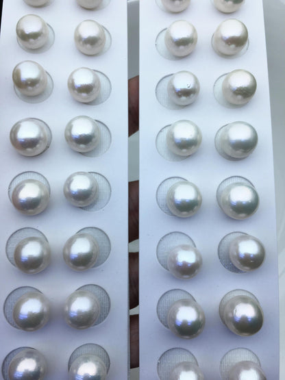 2 pairs AA+ 12-13mm White Round edison freshwater pearl,no hole, RP12-3A-2