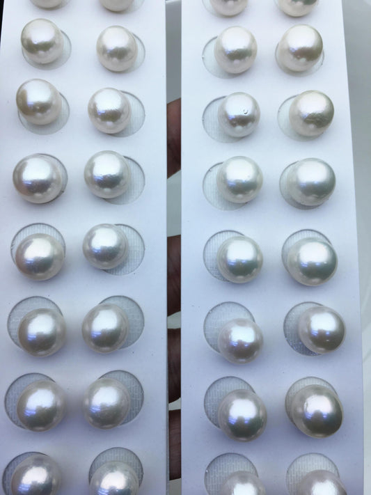 2 pairs AA+ 12-13mm White Round edison freshwater pearl,no hole, RP12-3A-2