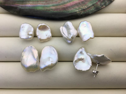 Rare!AAA 10/11/12/13/14/15mm BIG white Natural Long keshi Freshwater Pearl Stud Earrings,Stud Earrings for Women Girls,SE3-062