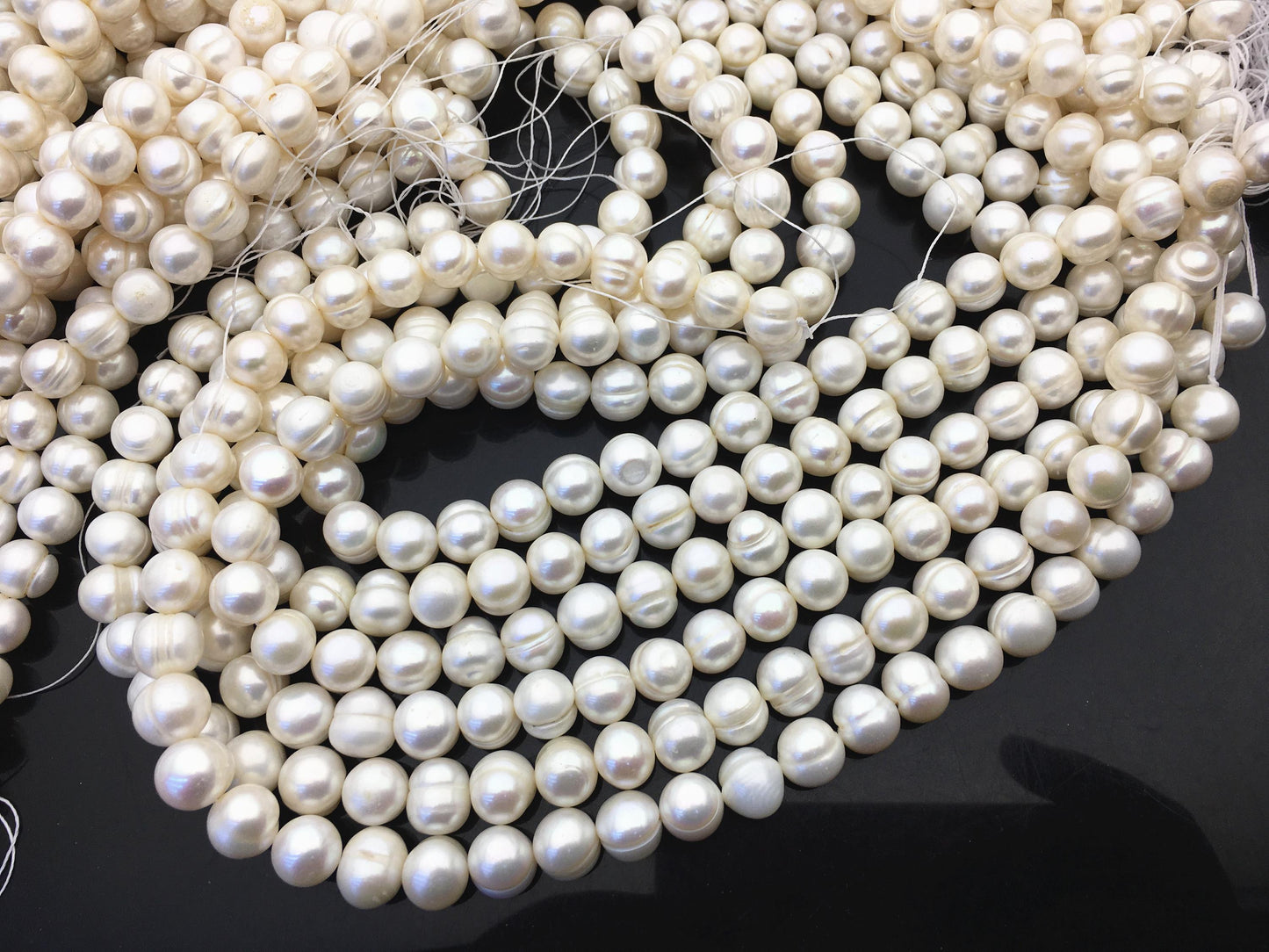 AA 9.4-10.4mm White Potato pearls,freshwater potato shape pearl string,CR10-2A-5