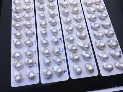 AAA 13-15x18-22mm White Flame ball Pearl Pairs - large Baroque freshwater pearl pairs,top half hole,FL15-3A-8-70