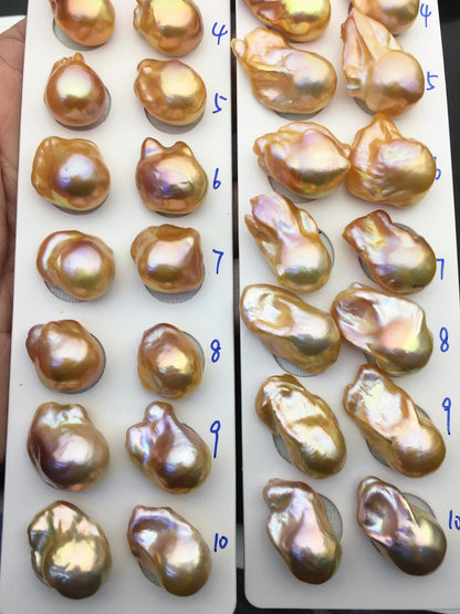 1 pair AAA 13-15mm Natural pink peach Rainbow Flame ball Pearl Pairs - large Baroque freshwater pearl pairs,Fire Ball Pearl,FL15-3A-8-29