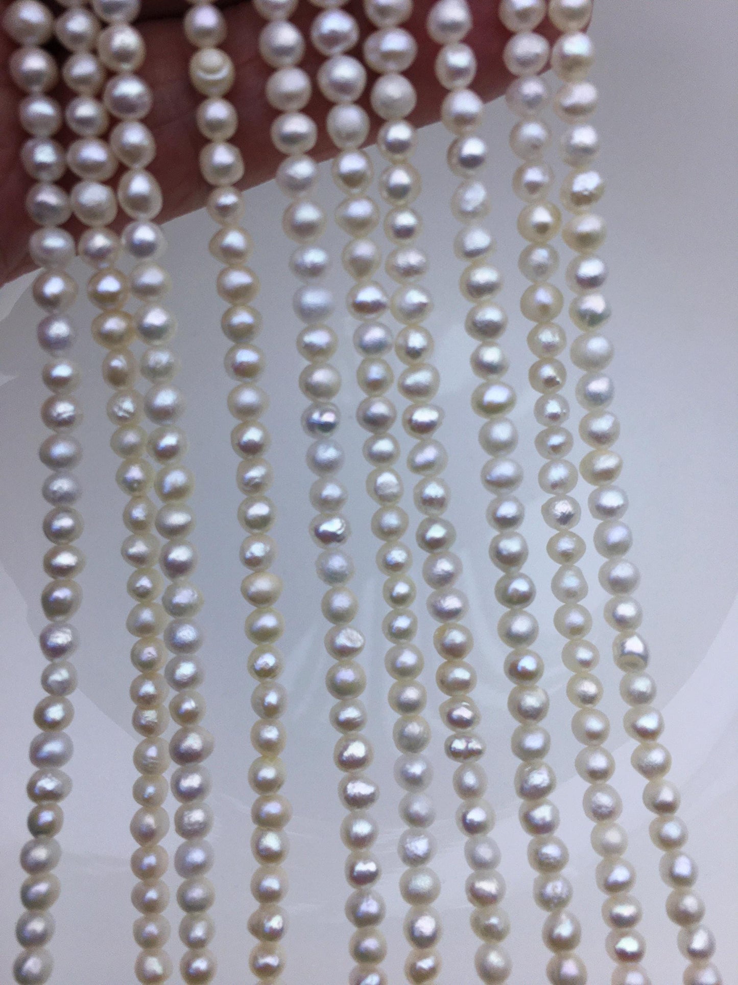 AA 4-4.5mm white thick skin near round potato freshwater pearls,white round pearl,full strand,round pearl strands,pearl wholesale,RP4-T2
