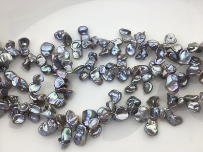 AAA 7-9mm gray Keshi Freshwater Pearls,two-eight top drill hole,ZS-129-12