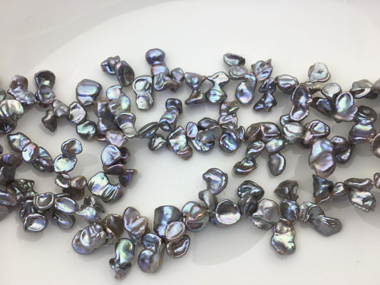 AAA 7-9mm gray Keshi Freshwater Pearls,two-eight top drill hole,ZS-129-12