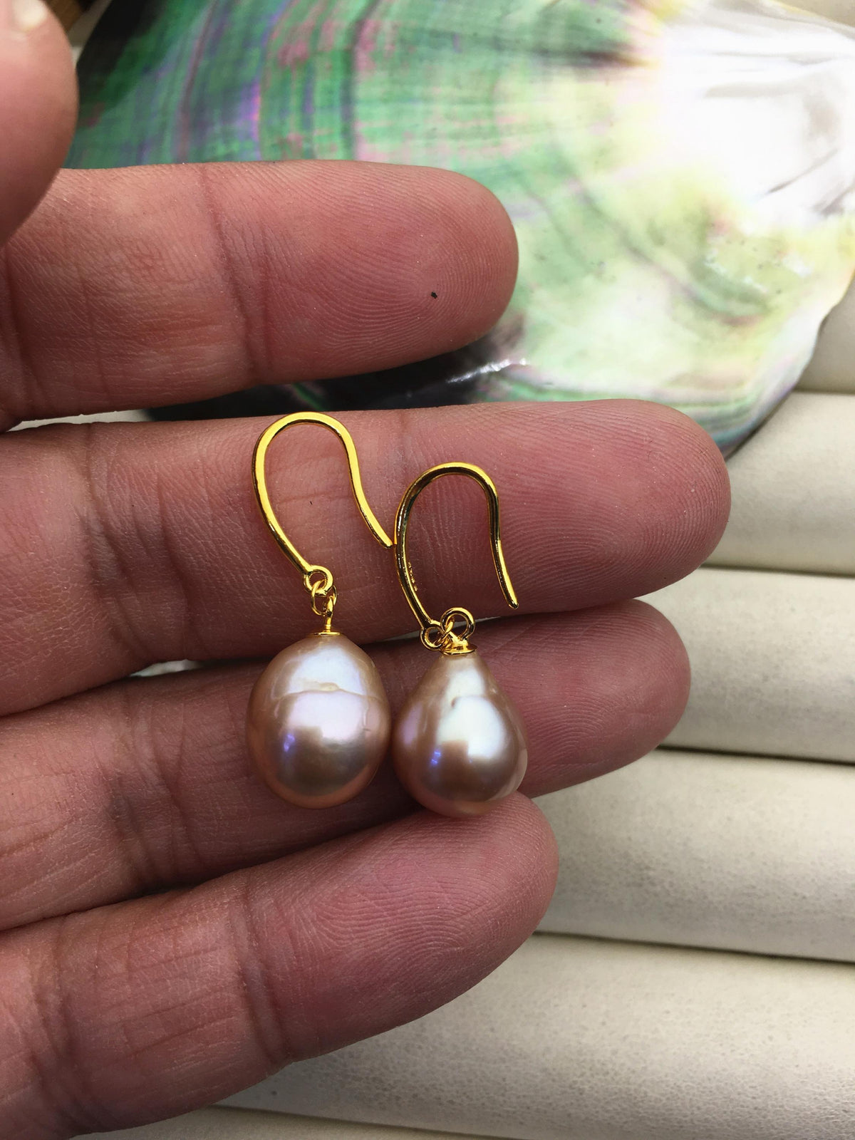 AAA 10-11mm natural rianbow drop edison pearl dangle earrings,yellow gold S925 Sterling Sliver earrings,wedding pearl earrings,SE3-T9-71