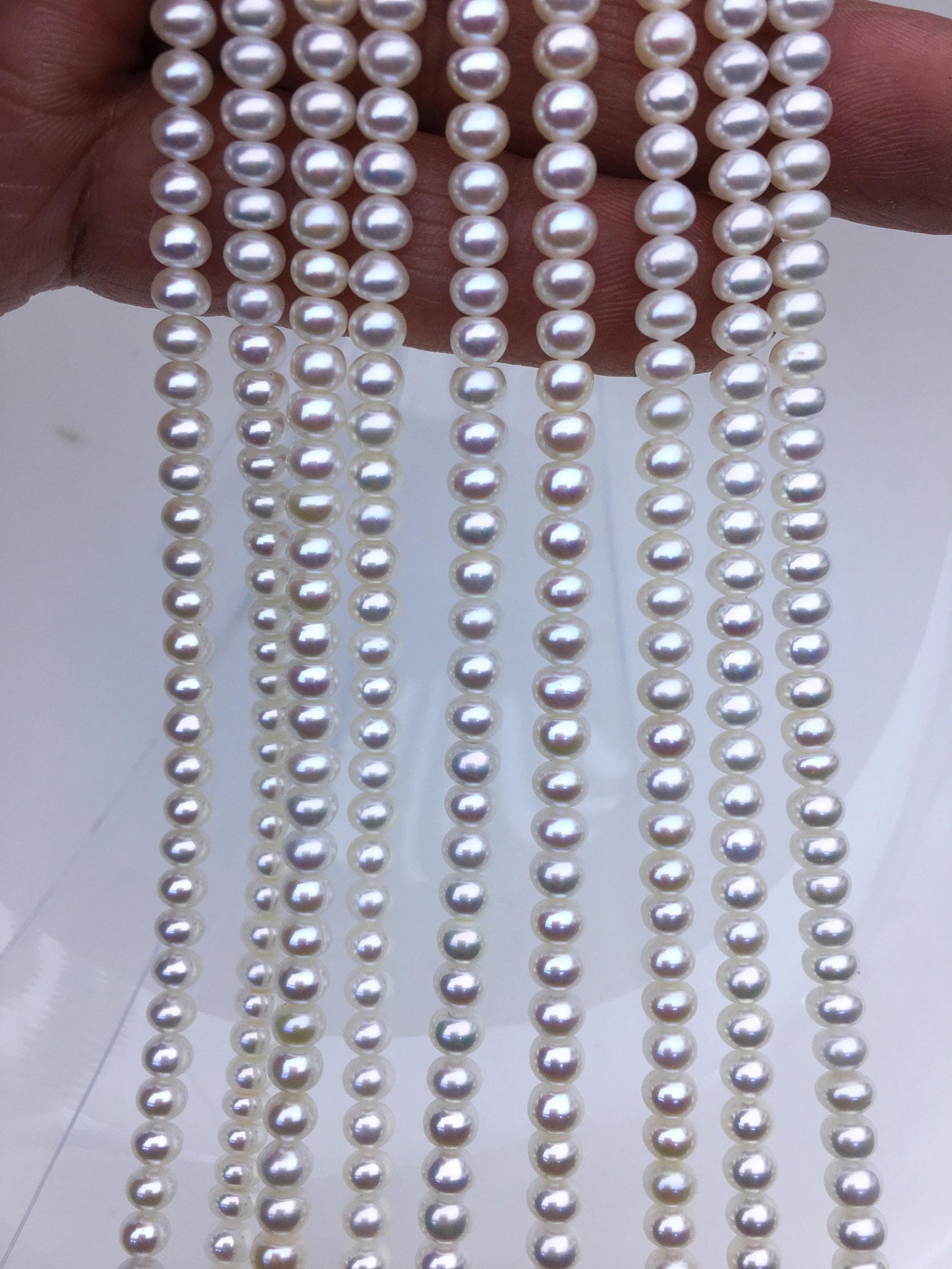 AAA 4-4.5mm tiny White button round freshwater pearls,Rondelle pearl Beads,white freshwater pearl,loose strands,SM4-3A-43