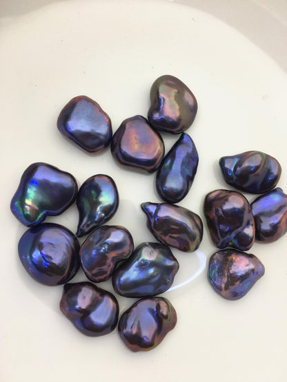 16pcs AAA 13-20mm Big black blue rainbow baroque Pearl - no hole,FL15-T4-21