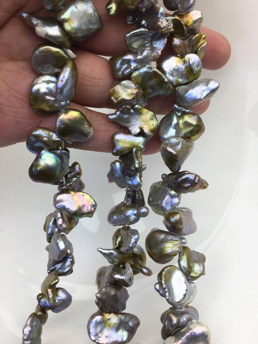 16'' AA 12-15mm Gray Bronze Keshi freshwater Loose Pearls,ZS-129-28