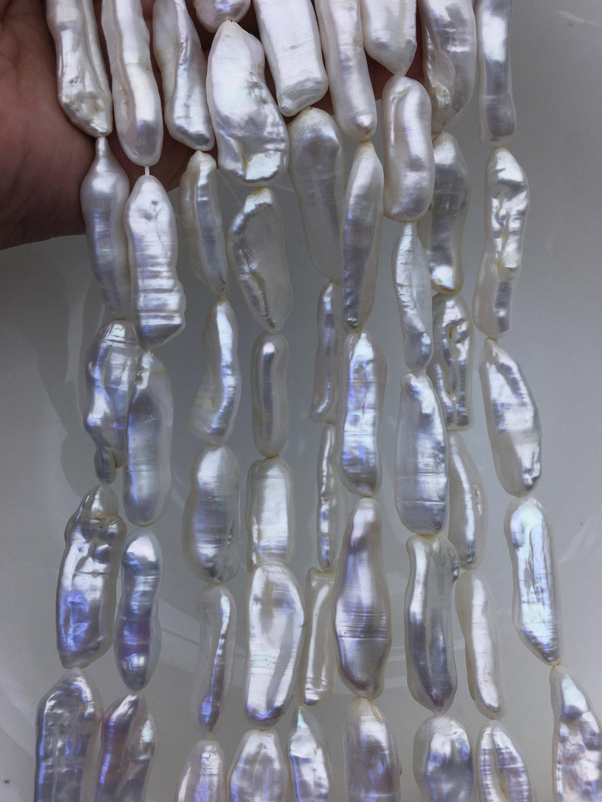 AA+ 9-12mm white Thick Keshi Biwa Pearl Necklace,ZS-200-120-8