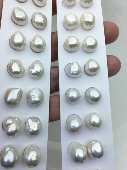 5pairs AAA 10-11mm White baroque drop edison freshwater pearl Pair,no hole,ED11-3A-2-31