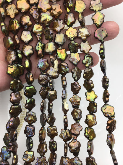 A/AA 10-12mm brown plum blossom Freshwater Pearl,ZS-119-14