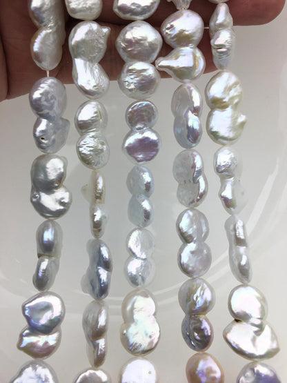 AA+ 12-14mm White Coin freshwater pearls,diy bead,flat round pearl bead,COIN12-2A-2-2