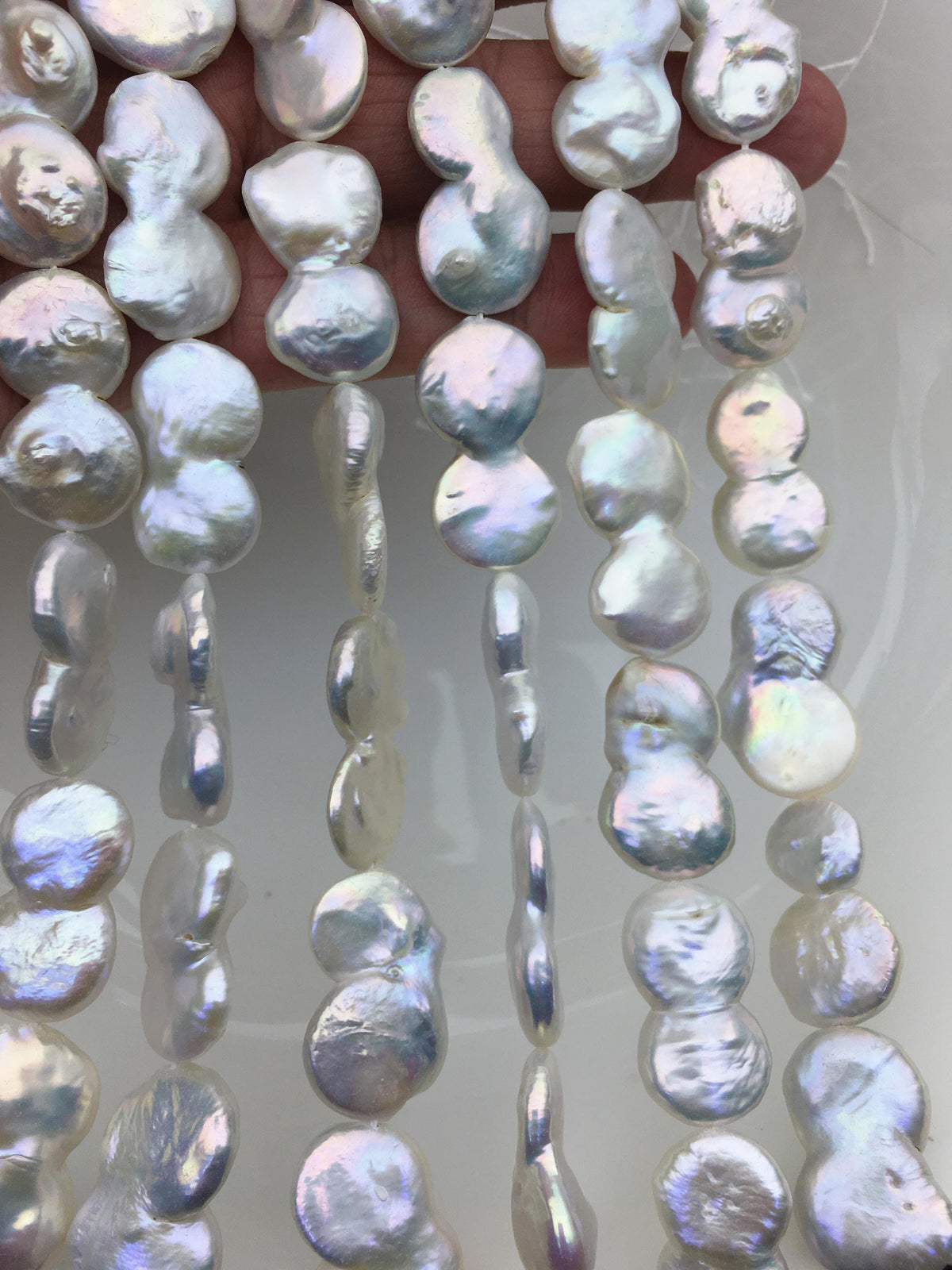 16'' AA+ 12-15mm White Big Coin freshwater pearls,diy bead,flat round pearl bead,COIN12-2A-2-4