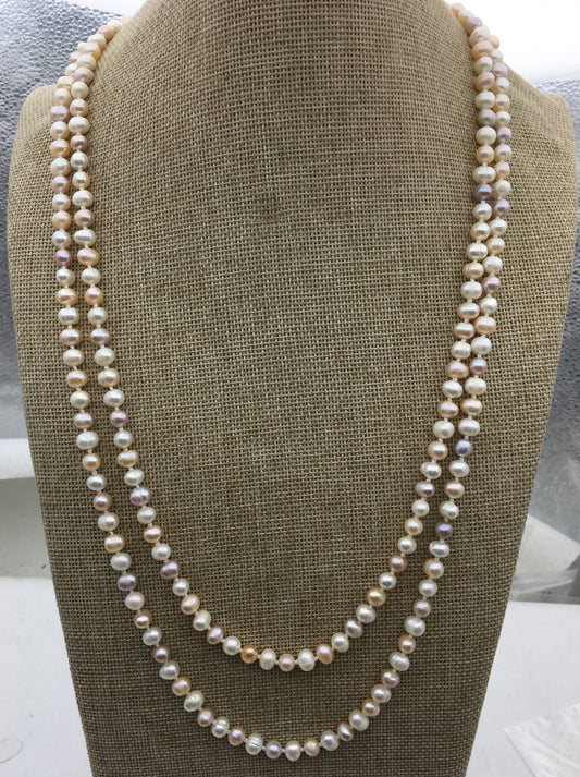 58'' AA+ 6mm mix color potato pearl Necklace,Pearl necklace,NPN1-106