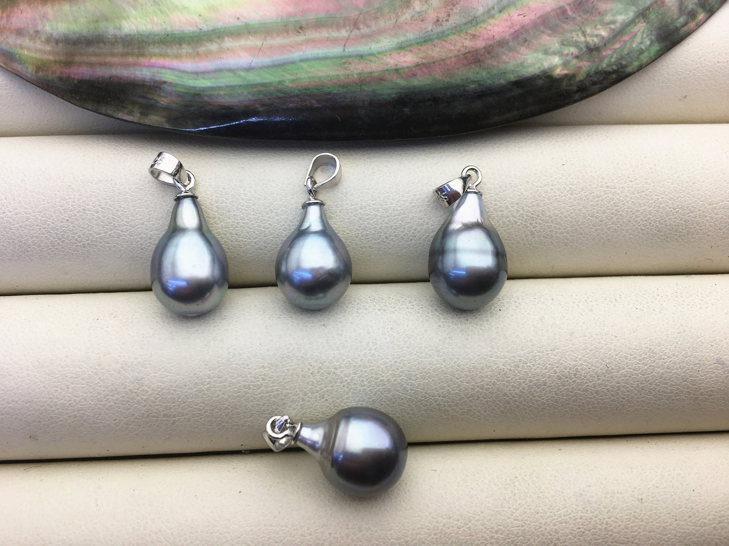 1pc 8-10mm Long Tail Drop Tahitian Pearl Pendant, Sterling silver Pendant,natural color sea pearl,pearl necklace - NC1-024