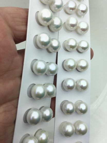 2 pairs AAA- 11-12mm white round freshwater pearl pair,no hole,RP11-3A-3