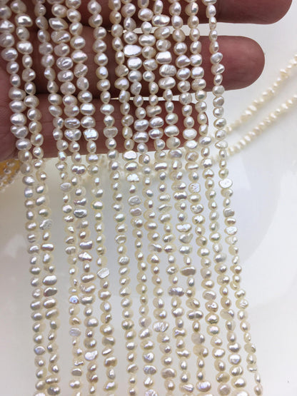 AA+ 3-3.5mm white nugget seed pearls,irregular nugget freshwater pearl strand,cheap price,pearl factory china,LM3-2A-2