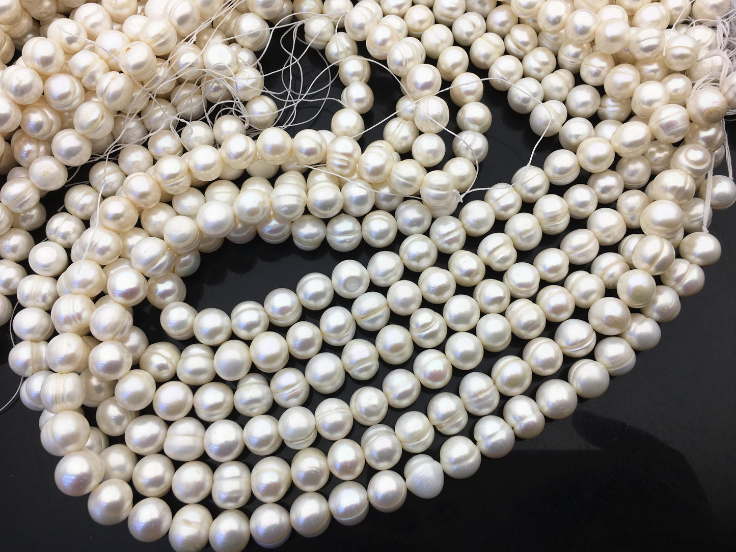 AA 9.4-10.4mm White Potato pearls,freshwater potato shape pearl string,CR10-2A-5