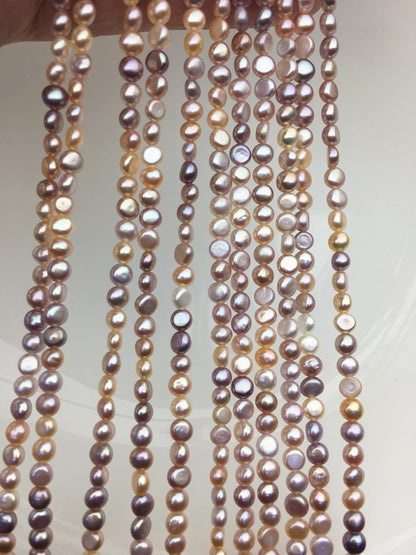 AAA 3-4mm Tiny pink purple mix color nugget freshwater pearls,irregular nugget freshwater pearl strand,LM3-3A-7