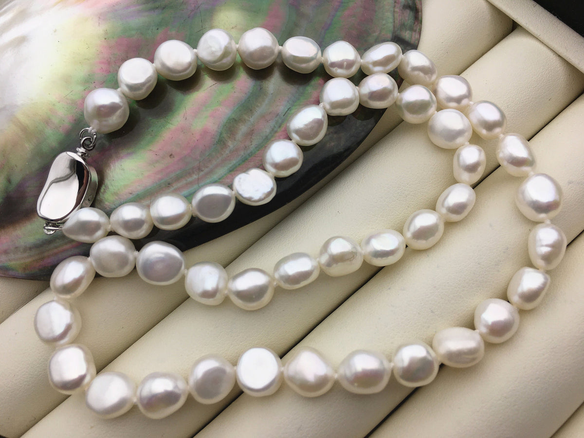 17'' AAA 7.3-8.4mm white freshwater pearl Necklace,Wedding Necklace, Love, Mothers Day,Happiness,NPN1-048