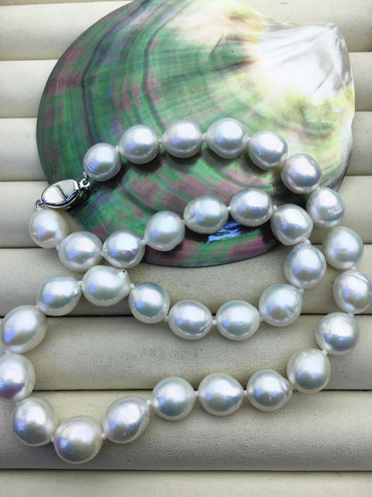 17'' AA+ 10-12mm white baroque drop edison freshwater Pearl necklace,genuine Natural Pearl Necklace,NPN1-T30-1