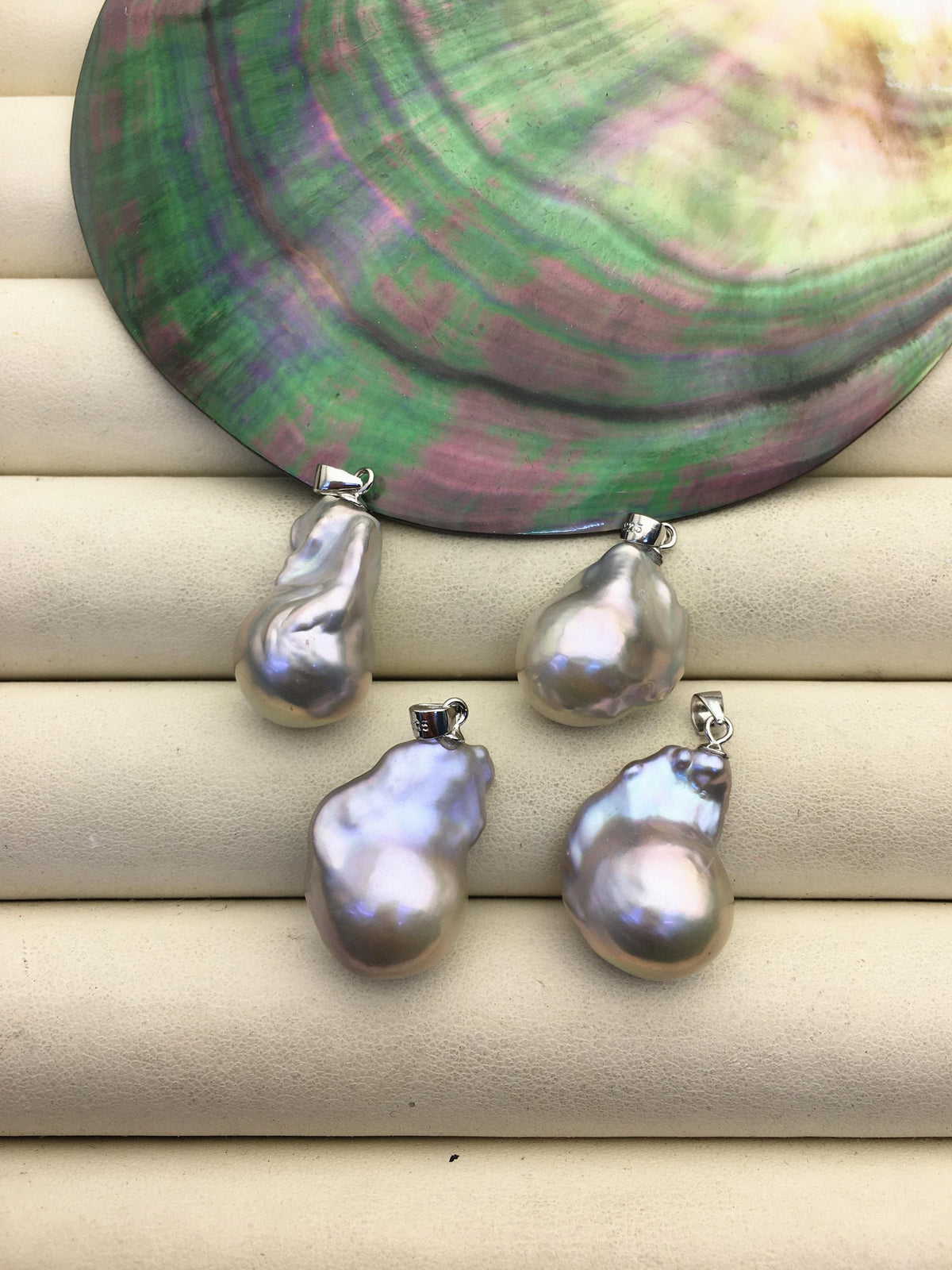 3pcs AAA/AA+ 12-17mm Gray rainbow baroque pearl pendant necklace,S925 Sterling silver pendant,NC1-041-10