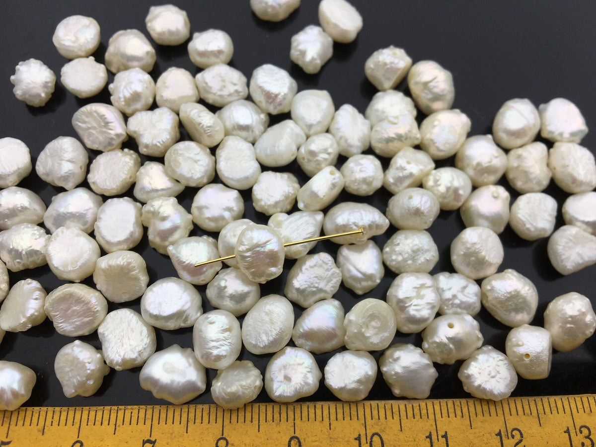 30pcs AA+ 7-8mm White Rosebud Freshwater Pearls,0.7mm through hole,ZS-119-8