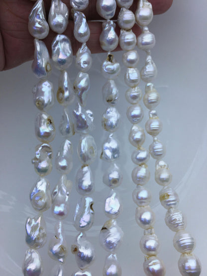 6 strands 15.5'' A- 8-11mm white flame ball pearl,FL15-2A-5-88