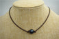 black pearl necklace,Freshwater pearl and leather necklace,Black pearl leather necklace,Pearl Choker,leather pearl necklace,Le1-016