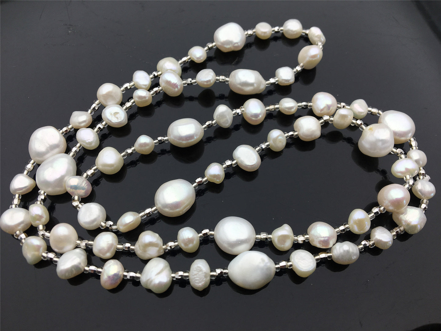 30 inches white nugget pearl Long Necklace,white Pearl necklace,NPN1-081