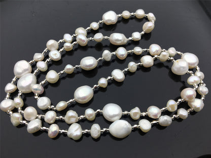 30 inches white nugget pearl Long Necklace,white Pearl necklace,NPN1-081