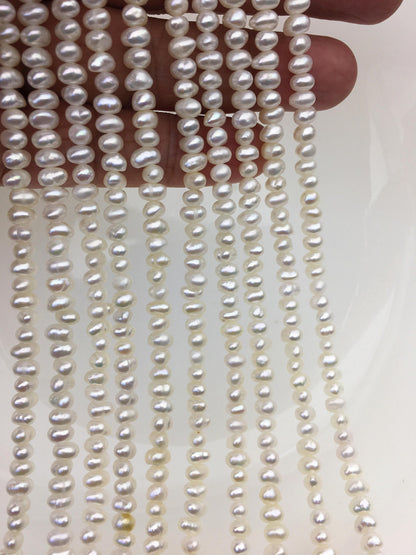 AA+ 4.5-5mm tiny White button round potato freshwater pearls,Rondelle pearl Beads,white freshwater pearl,loose strands,SM4-2A-1