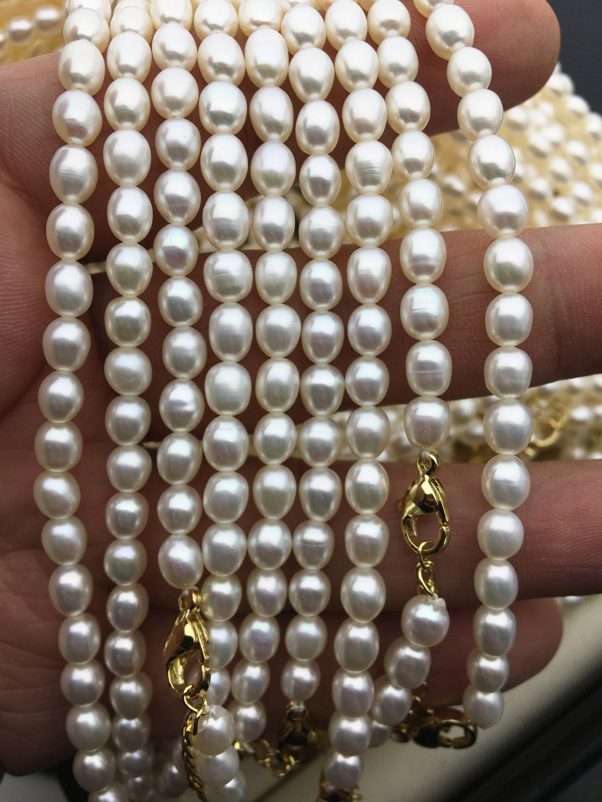 AAA 16+2'' 5.5-6mm white oval freshwater Pearl necklace,genuine freshwater Pearl necklace,Natural Pearl Necklace,NPN1-080
