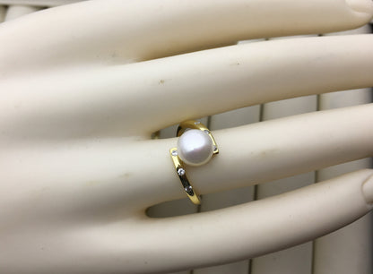 1pc AAA white Pearl Genuine Sterling silver ring,Silver Gold wedding rings for women,sterling silver 925 open ring jewellery,R1-007