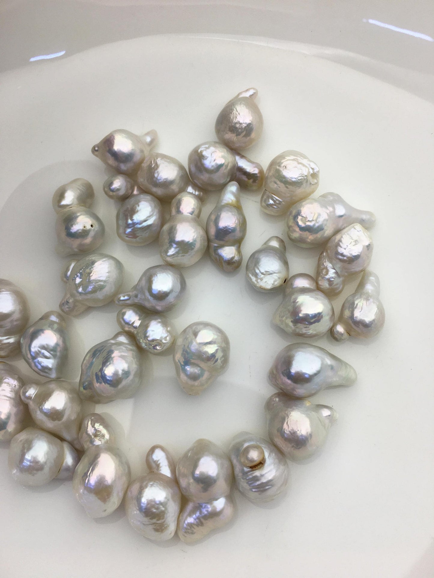 30cs AAA/AA+ 10-13mm white baroque Edison Freshwater Pearl,no hole,ED12-2A-4-10