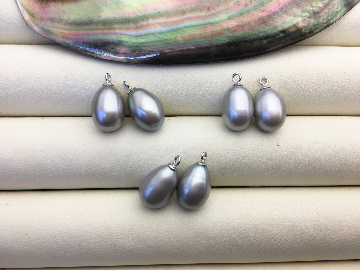 AAA 9mm Gray long rice pearl dangle earrings,S925 Sterling Sliver pearl earrings,pearl for women,SE3-T25