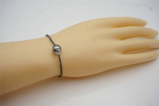 Real Tahitian pearl Hematite Bracelet/Necklace - Select Hematite Color - Hematite pearl necklace - Select Length - TN1-101