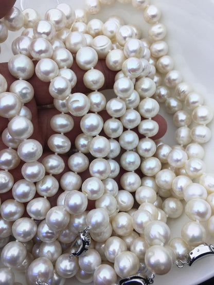 17.5'' AA+ 11.5-13mm Big white potato freshwater pearl necklace, Natural Pearl Necklace, Freshwater Pearl,NPN1-111