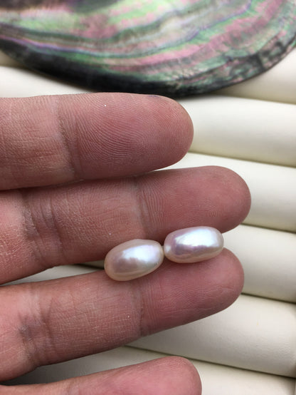 1 pair AAA 9-11mm Thick White Ellipse Freshwater Pearl loose Beads Pair,ZS-103-37-66