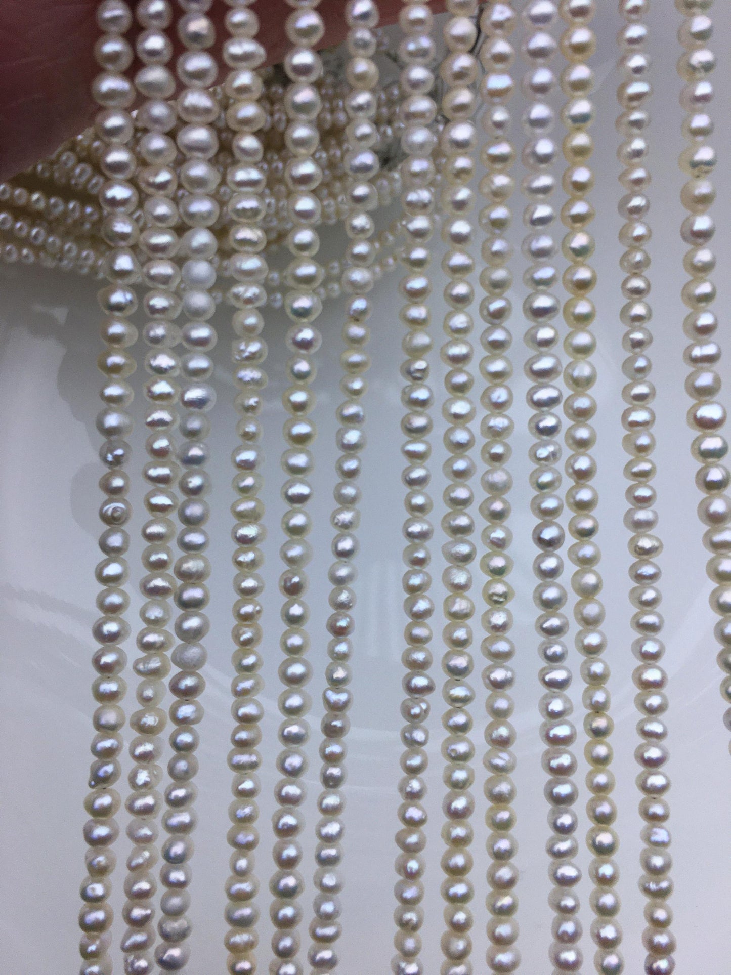 AA 3.5-4mm tiny button potato freshwater pearls,Rondelle pearl Beads,ivory freshwater pearl,loose strands,SM3-2A-1