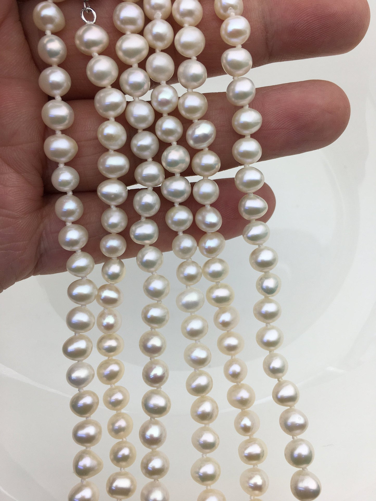 19'' AAA 5.5-6.5mm white potato freshwater Pearl necklace,NPN1-137