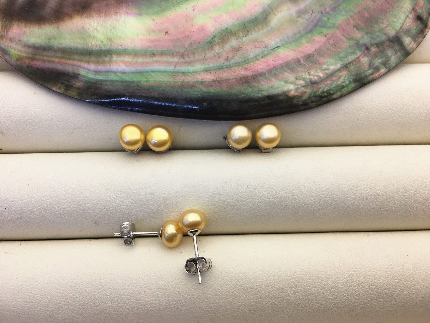 AAA 6mm to 9mm mustard yellow pearl earrings, Fall Fashion,Golden Yellow Freshwater Pearl Studs,Hypoallergenic, Contempo Jewelry,SE1-021