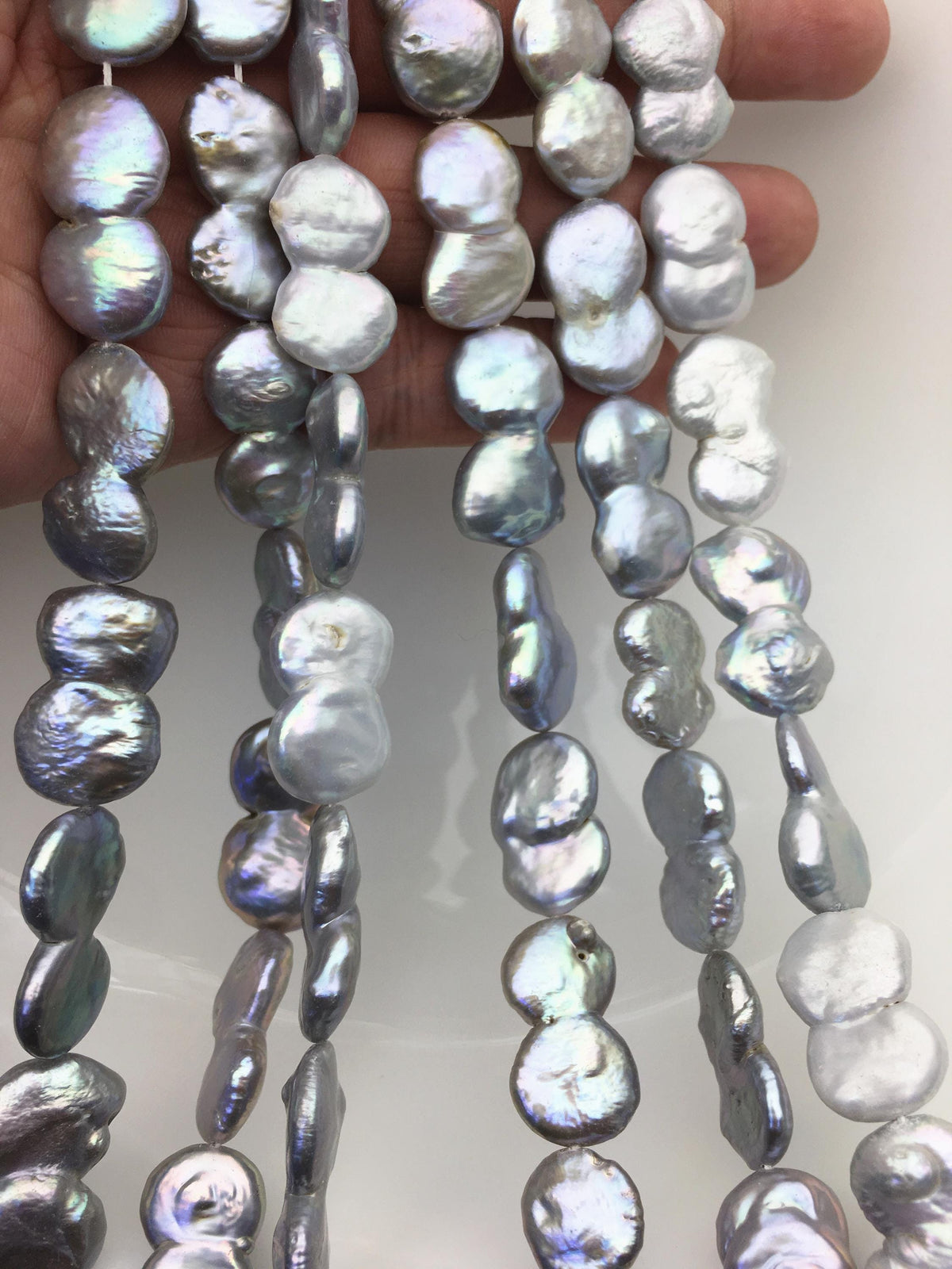 16'' AA+ 12-15mm Gray Big Coin freshwater pearls,diy bead,flat round pearl bead,COIN12-2A-2-5