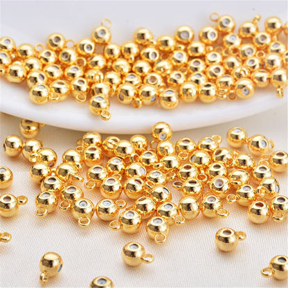 20pcs 4mm Yellow Gold Round silica gel Spacer Beads,copper plated 18k solid gold,AAL-003-3