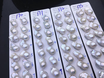 AAA 13-15x18-22mm White Flame ball Pearl Pairs - large Baroque freshwater pearl pairs,top half hole,FL15-3A-8-70