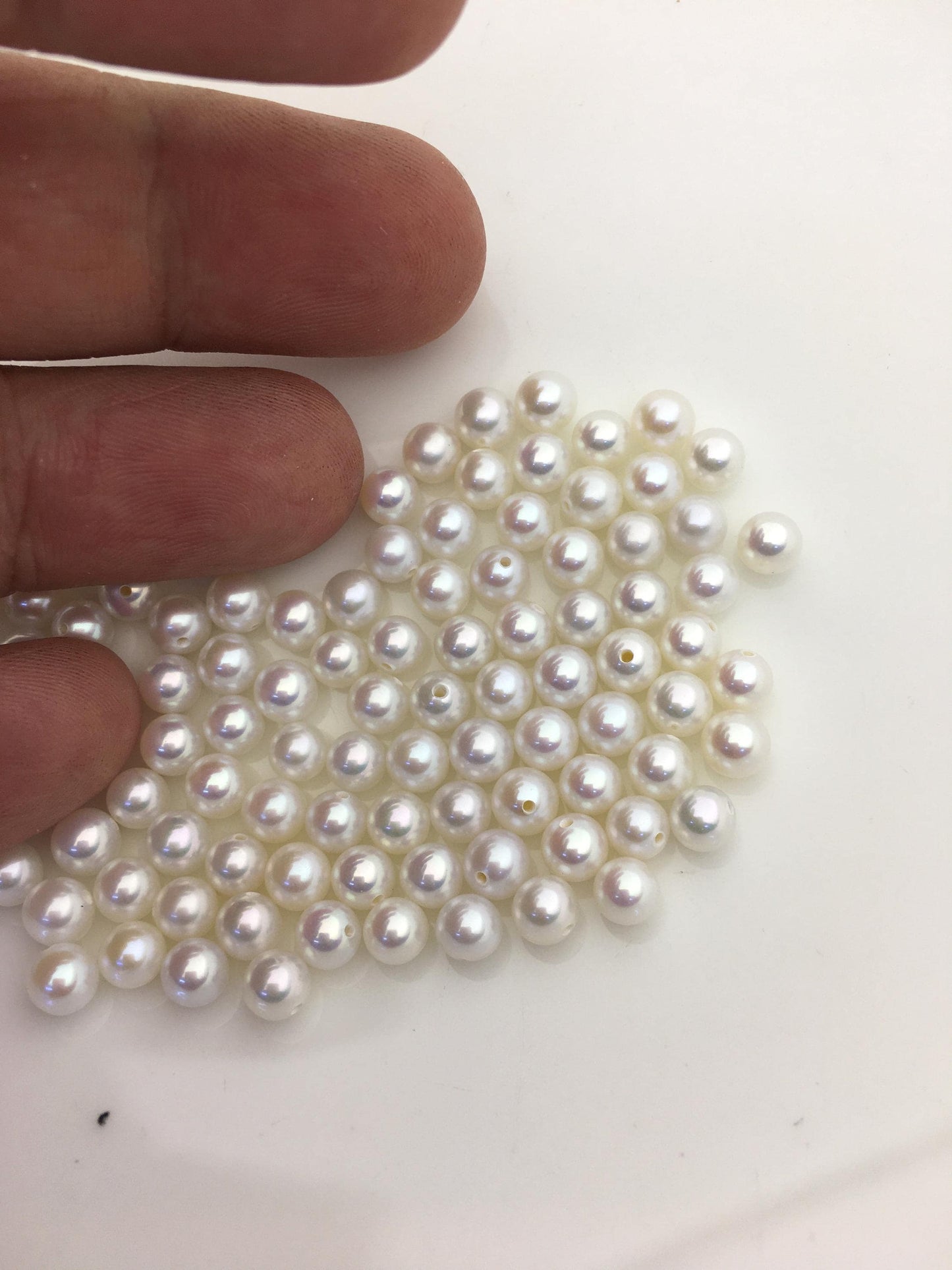 10pcs AAA 4.5-5mm white seed round freshwater pearls,tiny pearl supply,0.9mm half drilled,diy jewelry,RP4-3A-6