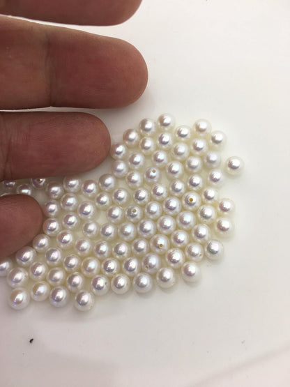 10pcs AAA 4.5-5mm white seed round freshwater pearls,tiny pearl supply,0.9mm half drilled,diy jewelry,RP4-3A-6